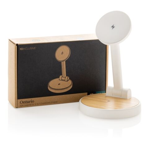 Cargador magnético 15W Ontario RCS rplastic 2 en 1 blanco | sin montaje de publicidad | no disponible | no disponible