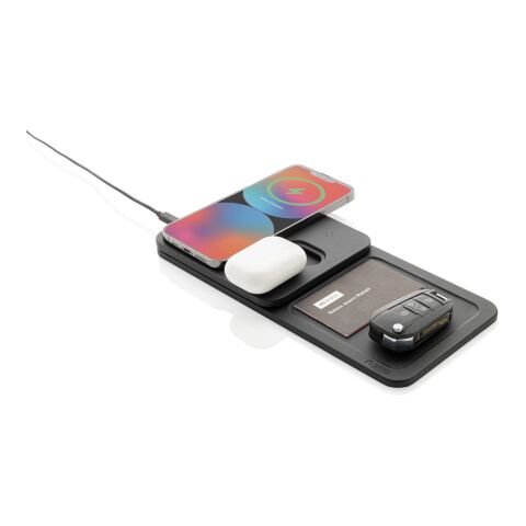 Bandeja cargador inalámbrico Swiss Peak 3 en 1 RCS PU negro | sin montaje de publicidad | no disponible | no disponible