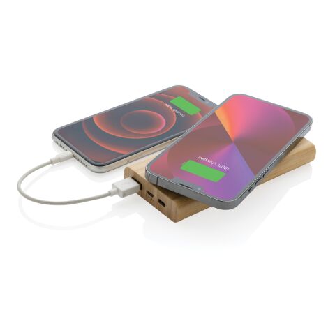 Powerbank inalámbrico de bambú 8.000 mAh 5W certificado FSC marron | sin montaje de publicidad | no disponible | no disponible