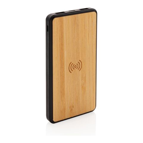 Powerbank 8000 mAh inalámbrico FSC®&amp; RCS Rplastic marron | sin montaje de publicidad | no disponible | no disponible