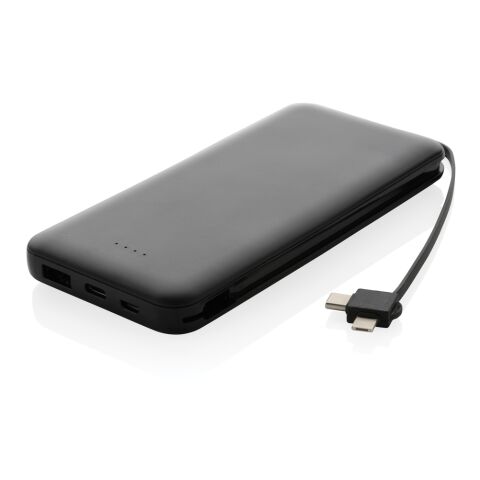 Powerbank RCS plástico reciclado 10.000 mAh cable integrado negro | sin montaje de publicidad | no disponible | no disponible