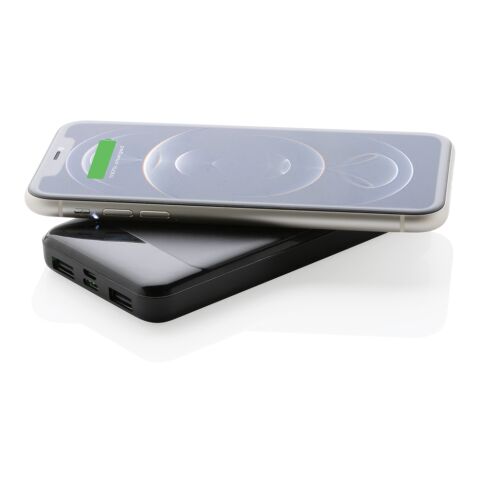 Powerbank inalámbrico de plástico reciclado estándar RCS negro | sin montaje de publicidad | no disponible | no disponible