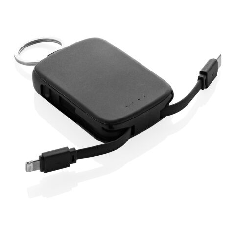 Llavero Nexo y batería externa 2000 mAh con cables RCS negro | sin montaje de publicidad | no disponible | no disponible