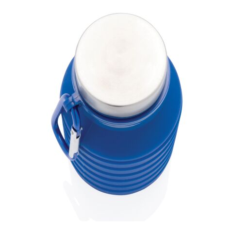 Botella de silicona plegable antigoteo con tapa azul | sin montaje de publicidad | no disponible | no disponible