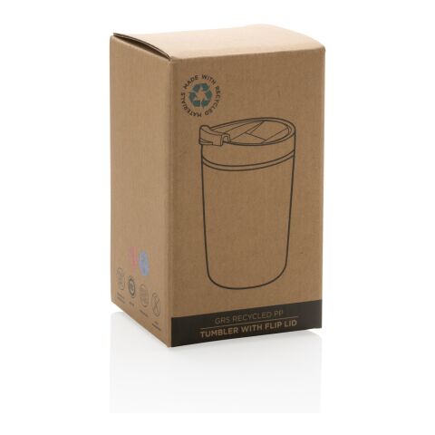 Taza de PP reciclado GRS con tapa abatible negro | sin montaje de publicidad | no disponible | no disponible
