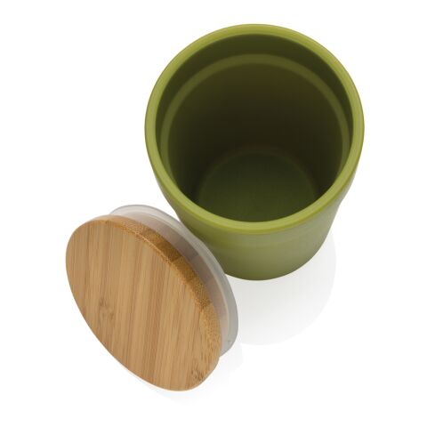 Taza GRS RPP con tapa de bambú FSC® verde | sin montaje de publicidad | no disponible | no disponible