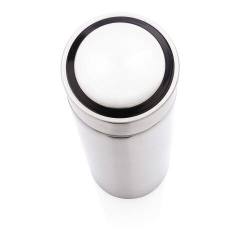 Botella de acero inoxidable al vacío con tapa de metal plata | sin montaje de publicidad | no disponible | no disponible