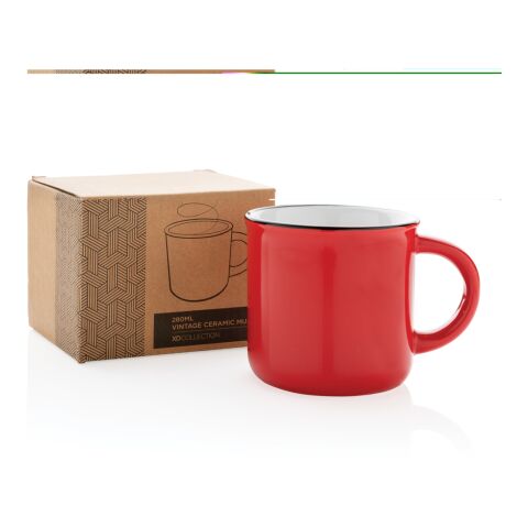 Taza de cerámica vintage rojo | sin montaje de publicidad | no disponible | no disponible