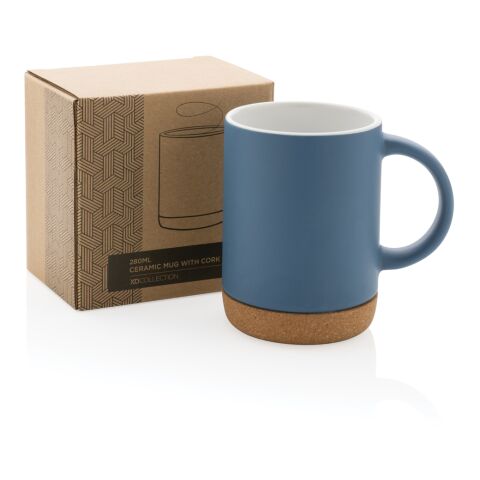 Taza de cerámica con base de corcho azul | sin montaje de publicidad | no disponible | no disponible