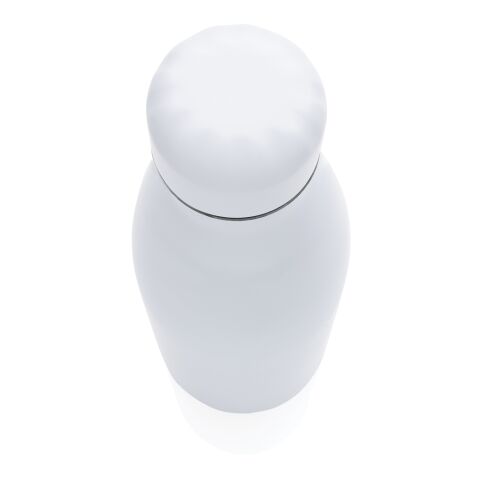 Botella de acero inoxidable al vacío de color sólido blanco | sin montaje de publicidad | no disponible | no disponible