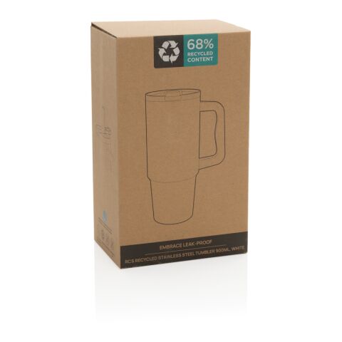 Vaso de acero inoxidable reciclado RCS antigoteo Embrace blanco | sin montaje de publicidad | no disponible | no disponible
