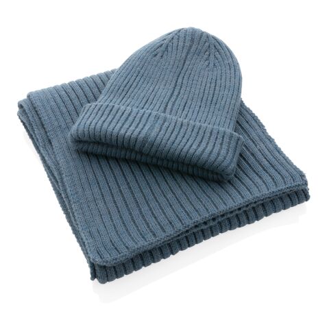 Gorro doble de punto Impact AWARE™ Polylana® azul | sin montaje de publicidad | no disponible | no disponible | no disponible