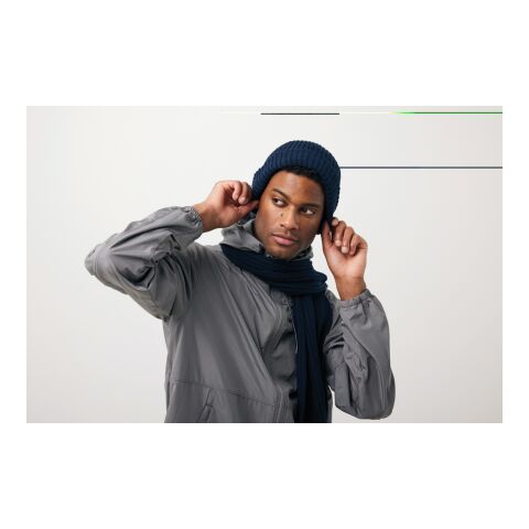 Bufanda de punto Impact AWARE™ Polylana® 180x25cm azul marino | sin montaje de publicidad | no disponible | no disponible | no disponible