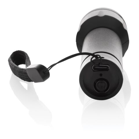 Linterna recargable por USB Flara RSC de plástico reciclado negro | sin montaje de publicidad | no disponible | no disponible