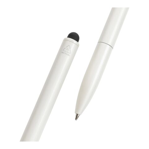 Bolígrafo Kymi aluminio reciclado RCS con lápiz óptico blanco | sin montaje de publicidad | no disponible | no disponible
