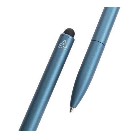 Bolígrafo Kymi aluminio reciclado RCS con lápiz óptico azul real | sin montaje de publicidad | no disponible | no disponible