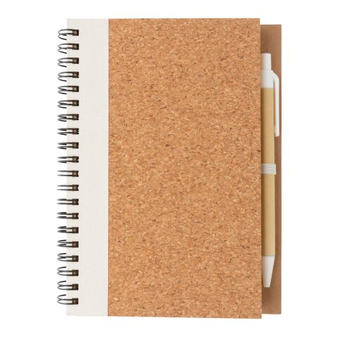 Cuaderno espiral de corcho con bolígrafo blanco | sin montaje de publicidad | no disponible | no disponible