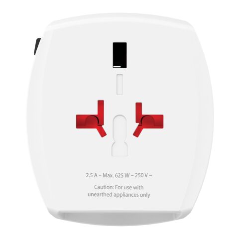 Adaptador de viaje mundial SKROSS USB MUV (1 USB C 1 USB A) blanco | sin montaje de publicidad | no disponible | no disponible