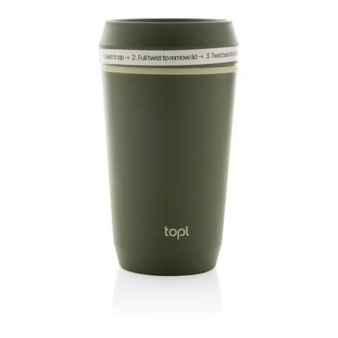 Vaso de plástico reciclado Topl To Go con tapa patentada 360 verde | sin montaje de publicidad | no disponible | no disponible