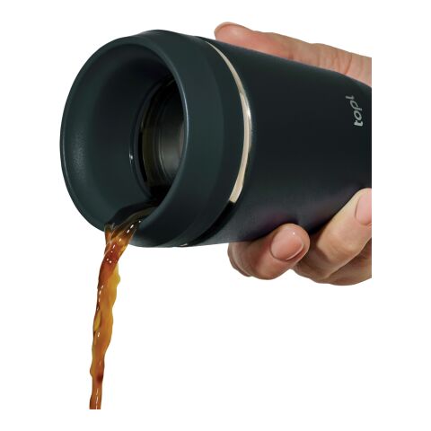 Taza Topl To Go de acero reciclado con tapa patentada 360 gris | sin montaje de publicidad | no disponible | no disponible