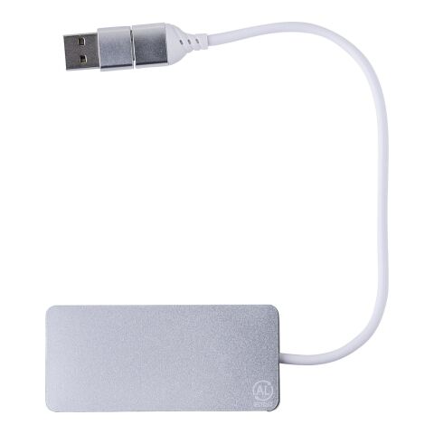 Hub USB de aluminio Layton plata | sin montaje de publicidad | no disponible | no disponible