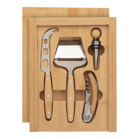 Set de vino y queso de bambú Patrick marrón | sin montaje de publicidad | no disponible | no disponible