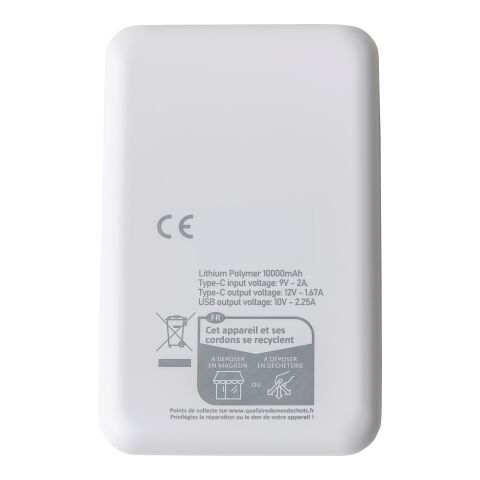 Power Bank de ABS reciclado Tavi blanco | sin montaje de publicidad