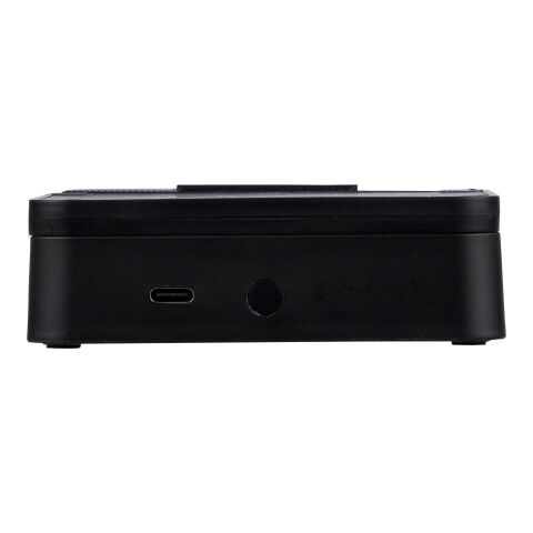 Soporte con cargador y altavoz de ABS reciclado Elias negro | sin montaje de publicidad