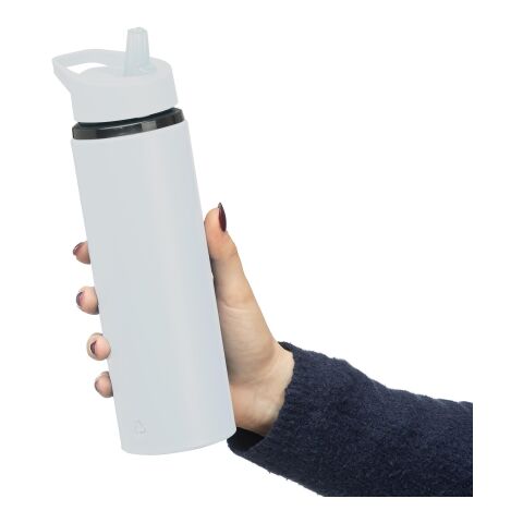 Bidón de acero inox. reciclado Zeno blanco | sin montaje de publicidad | no disponible | no disponible