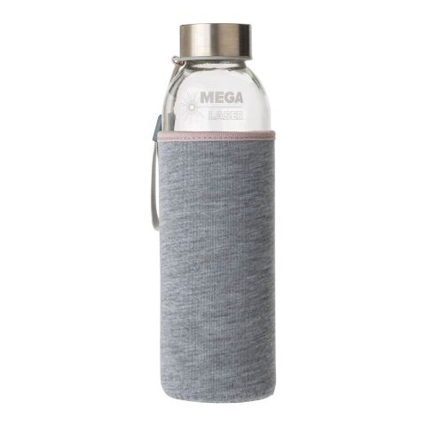Botella de cristal (500 ml) con funda de neopreno gris