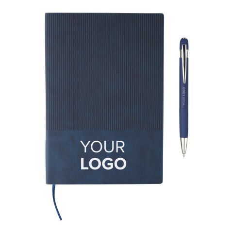 Set de cuaderno de PU reciclado (A5) y bolígrafo Tarek azul