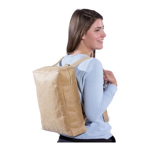 Mochila de papel laminado marrón | sin montaje de publicidad | no disponible | no disponible