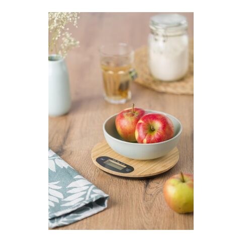 Báscula de cocina de bambú marrón | sin montaje de publicidad | no disponible | no disponible