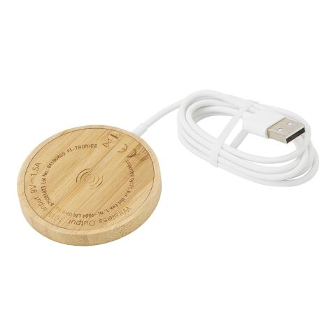 Cargador inalámbrico de bambú marrón claro | sin montaje de publicidad | no disponible | no disponible
