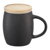 Taza de cerámica con base o tapa de madera "Hearth" Estándar | Negro intenso-Blanco | sin montaje de publicidad | no disponible | no disponible