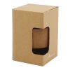 Vaso de vidrio borosilicato de 360 ml con agarre de corcho y tapa de silicona "Lidan" Negro intenso