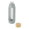 Botella de vidrio borosilicato de 600 ml con agarre de silicona "Tidan" Estándar | Gris | sin montaje de publicidad | no disponible | no disponible