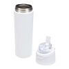 Botella de agua Theron de 800 ml de acero inoxidable de pared simple reciclado (RCS), con tapa de doble función y pajita abat blanco