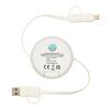 Cable retráctil 5 en 1 de plástico reciclado de 100 cm para sincronización de datos y carga rápida de 45 W con detalles de bambú "Chechia" Estándar | blanco | sin montaje de publicidad | no disponible | no disponible