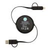 Cable retráctil 5 en 1 de 100&nbsp;cm de plástico reciclado y aluminio para sincronización de datos y carga rápida de 45&nbsp;W "Alasia" Estándar | Negro intenso | sin montaje de publicidad | no disponible | no disponible