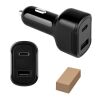 DIRAC. Adaptador para mechero con puerto USB-A de 18 W y USB-C de 20 W en 100% rABS Negro | sin montaje de publicidad