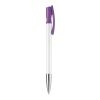 Bolígrafo Nash punta de metal HC Blanco-Transparente morada | Tampografía 1 color | on the clip | 30 mm x 5 mm | no disponible