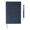 Set de cuaderno de PU reciclado (A5) y bolígrafo Tarek azul