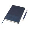Set de cuaderno de PU reciclado (A5) y bolígrafo Tarek azul