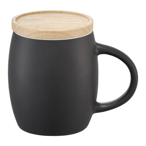 Taza de cerámica con base o tapa de madera "Hearth" Estándar | Negro intenso-Blanco | sin montaje de publicidad | no disponible | no disponible