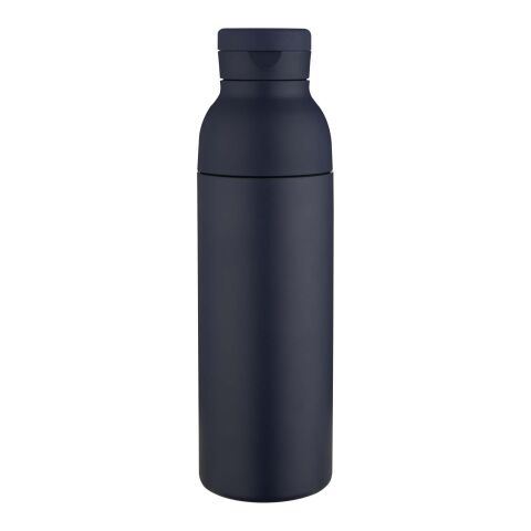 Botella de 650&nbsp;ml de acero inoxidable reciclado con certificado RCS de doble pared con 3 tapas "Iluminate" Estándar | Azul marino | sin montaje de publicidad | no disponible | no disponible