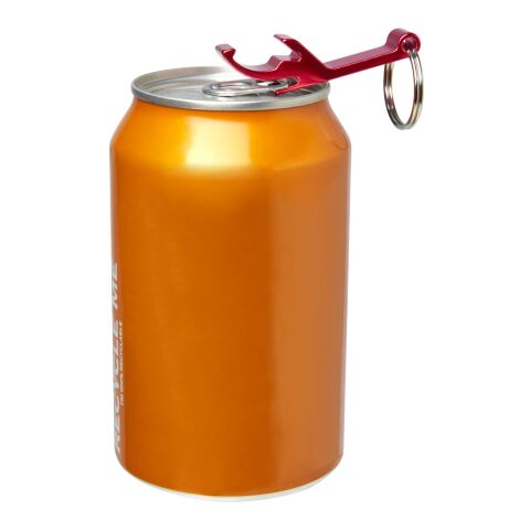 Abridor para botellas y latas de aluminio reciclado RCS y con llavero &quot;Tao&quot; Estándar | Rojo | sin montaje de publicidad | no disponible | no disponible