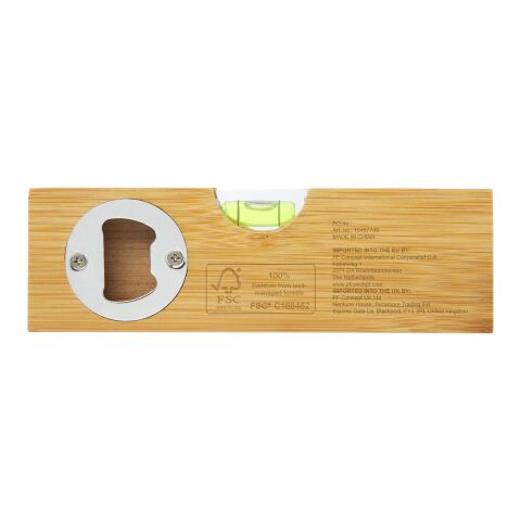 Nivel de burbuja en bambú con abrebotellas &quot;Flush&quot; Estándar | Natural | sin montaje de publicidad | no disponible | no disponible