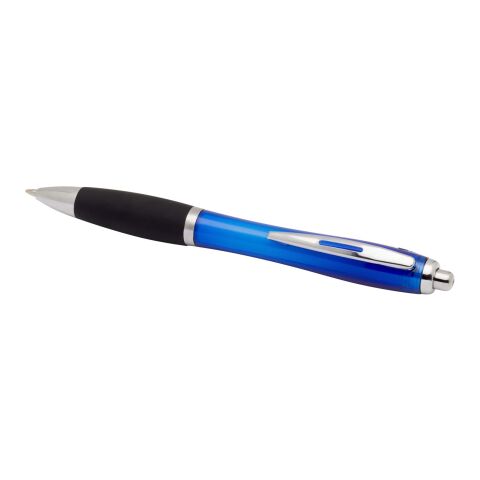 Bolígrafo de plástico reciclado con certificado RCS, cuerpo de color y empuñadura negra (tinta negra) "Nash" Estándar | Azul real | sin montaje de publicidad | no disponible | no disponible
