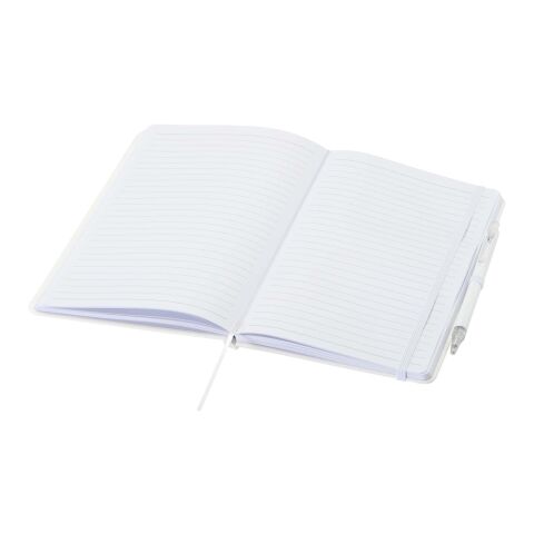 Set de cuaderno reciclado y bolígrafo Spectrum A5 blanco